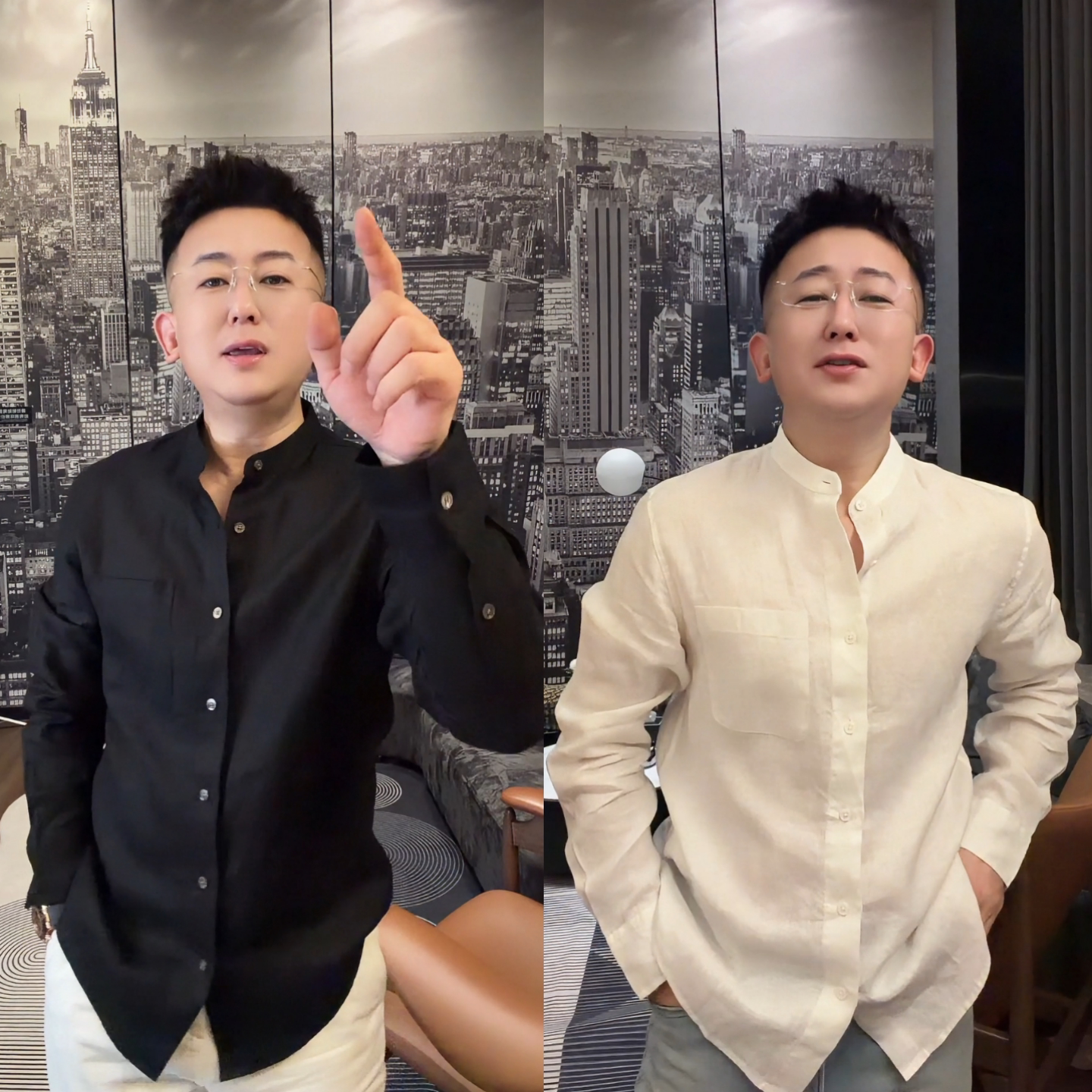春季帅气时尚轻奢风立领衬衫男士