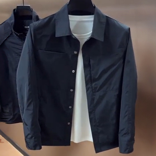 外套上衣男士 男士 简约商务休闲纯色百搭工装 新款 翻领夹克2025秋季