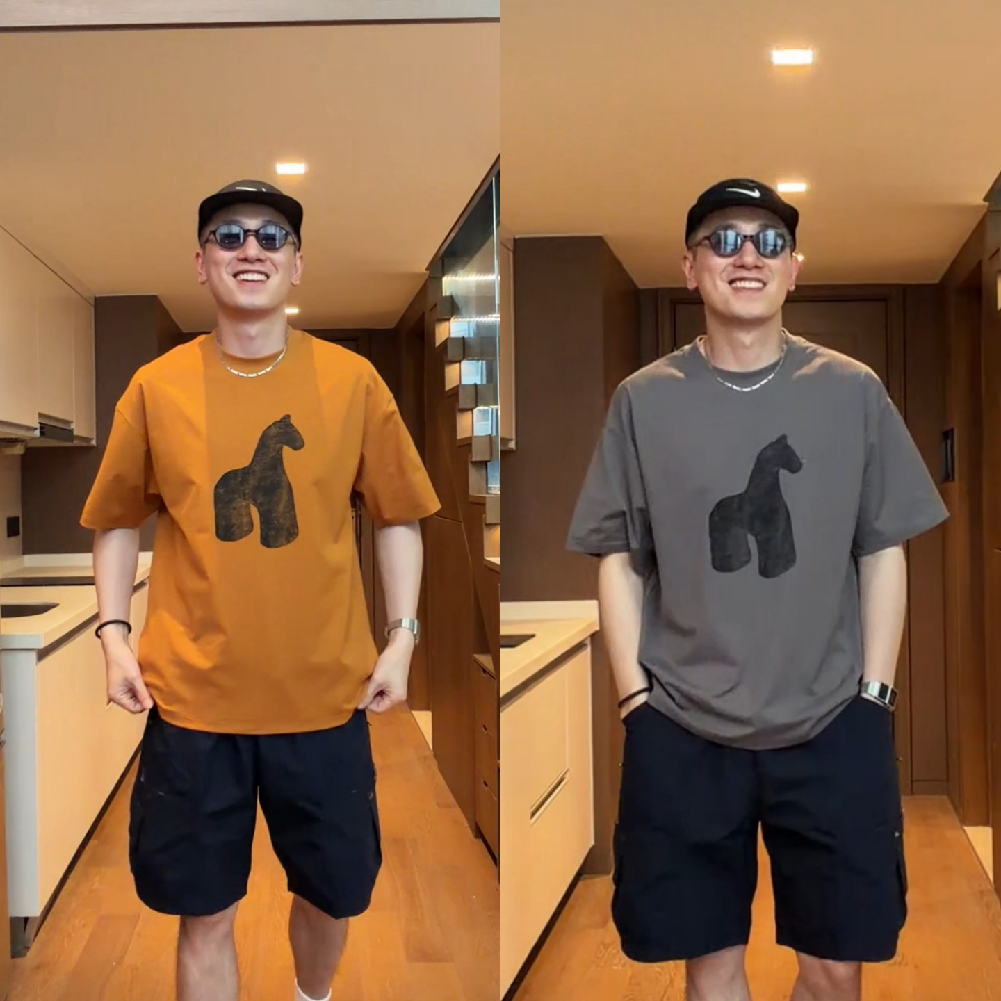 夏季男士韩系小马印花短袖T恤潮
