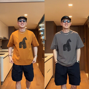 夏季男士韩系小马印花短袖T恤潮