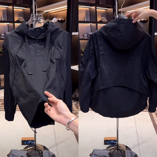 高级感时尚极简风拼接百搭工装上衣秋季潮流黑武士连帽卫衣男款