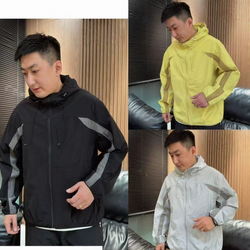 夏季男士连帽轻薄透气拼色夹克潮