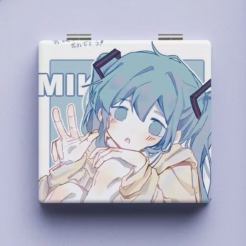 折叠梳妆镜少女补妆镜初音未来