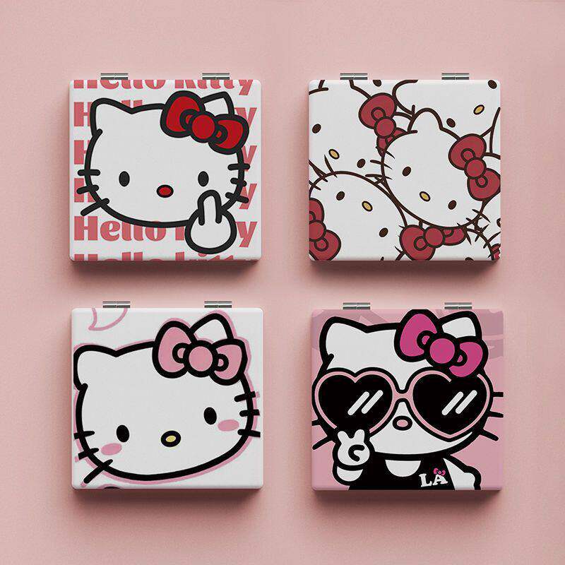 hellokitty可爱小镜子凯蒂猫随身化妆镜折叠双面镜手持补妆镜学生