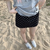 孕妇黑色波点半身裙夏季 显瘦百搭A字短裙 外穿防走光包臀裙子薄款