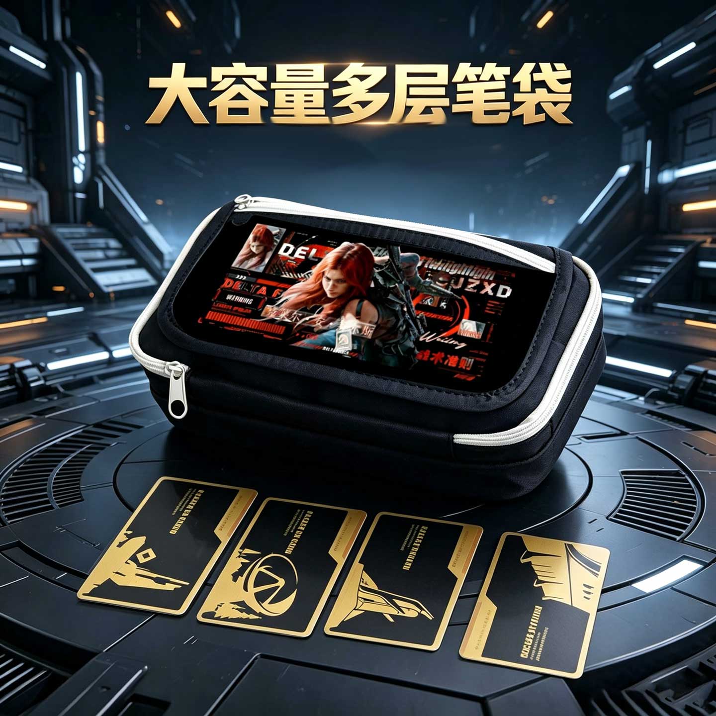 超火三角洲行动周边笔袋大容量高颜值疾风NFC启动卡文具笔盒学生图片