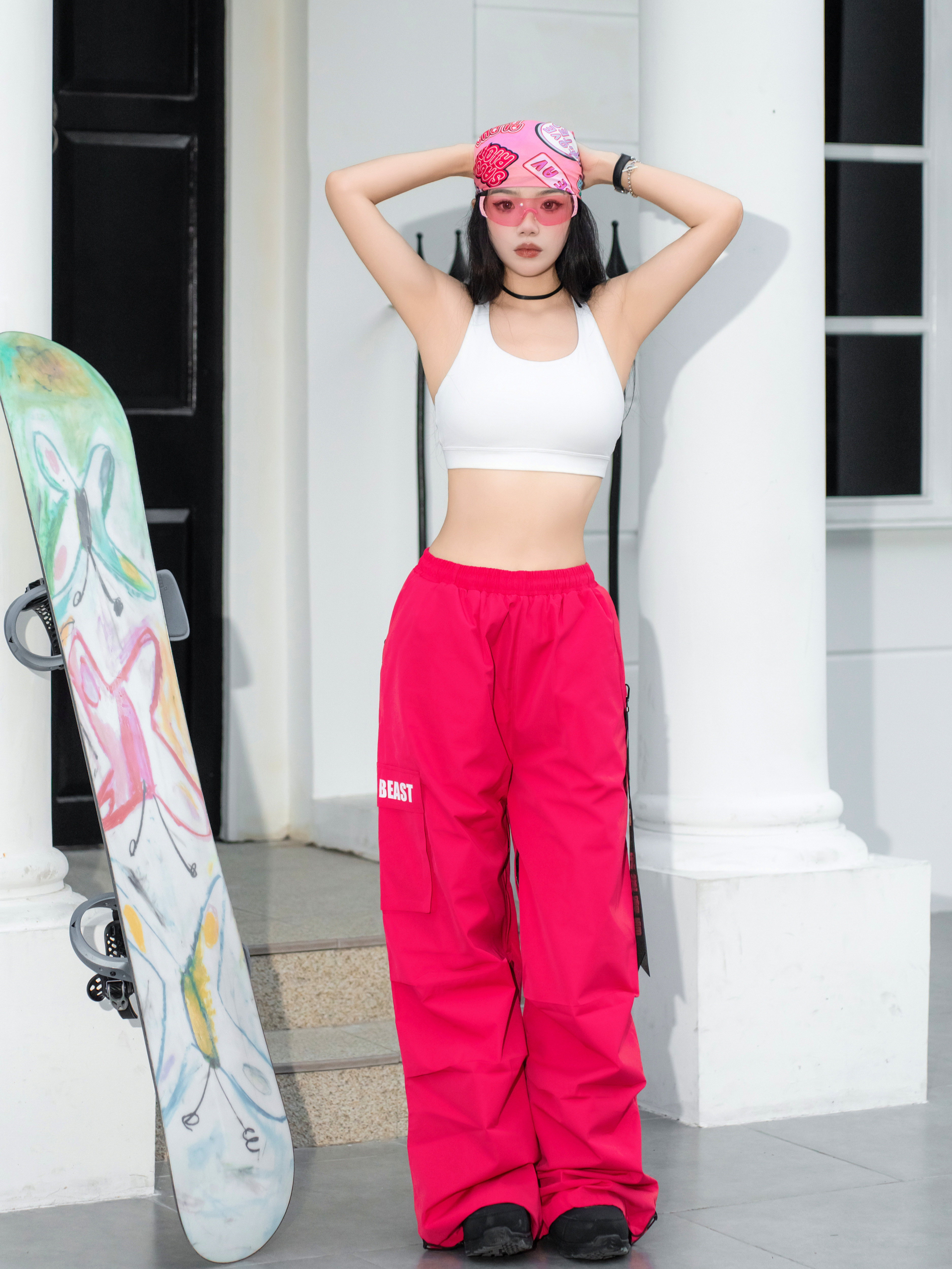 AwakeBeast滑雪服专业单板雪裤男女防水风宽松荧光粉电光玫baby蓝