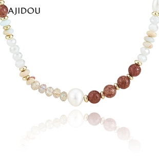 AJIDOU阿吉豆石英岩玉多巴胺水晶项链多材质多色彩百搭成熟风颈链