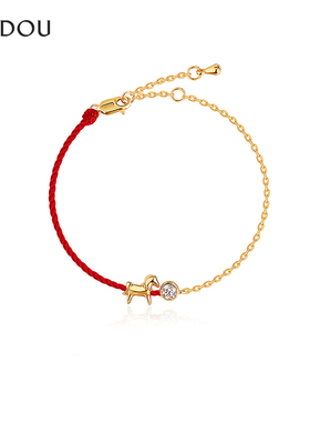 AJIDOU阿吉豆玄马迎福系列马上有喜红绳小马手链