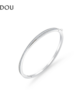 AJIDOU阿吉豆手饰女款银色几何线条手镯