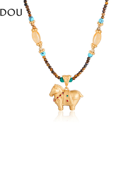 AJIDOU阿吉豆玄马迎福系列胖嘟嘟唐朝马吊坠项链生肖马