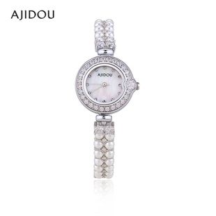 气质简约女款 AJIDOU阿吉豆闪耀珍珠腕表小众轻奢镶钻高级感时尚 表