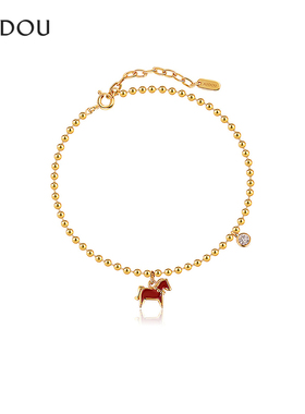 AJIDOU阿吉豆玄马迎福系列925银珠子小马手链