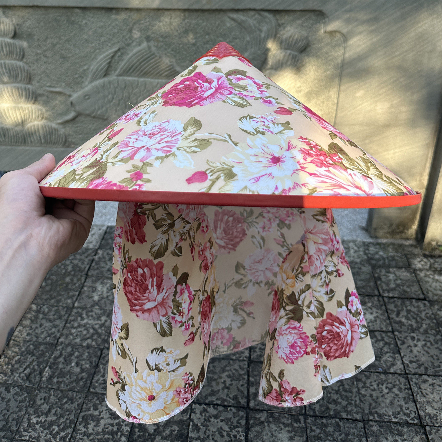 新款斗笠防雨防晒帽子遮脸护颈遮阳采茶户外劳动环卫工作披肩塑料