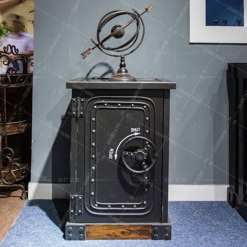 工业风LOFT个性装饰柜美式乡村铁艺保险柜复古边柜玄关柜铁皮柜