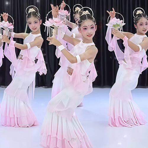 新款芙蕖织语敦煌风古典舞演出服女童宫灯舞异域儿童古典凌波仙子