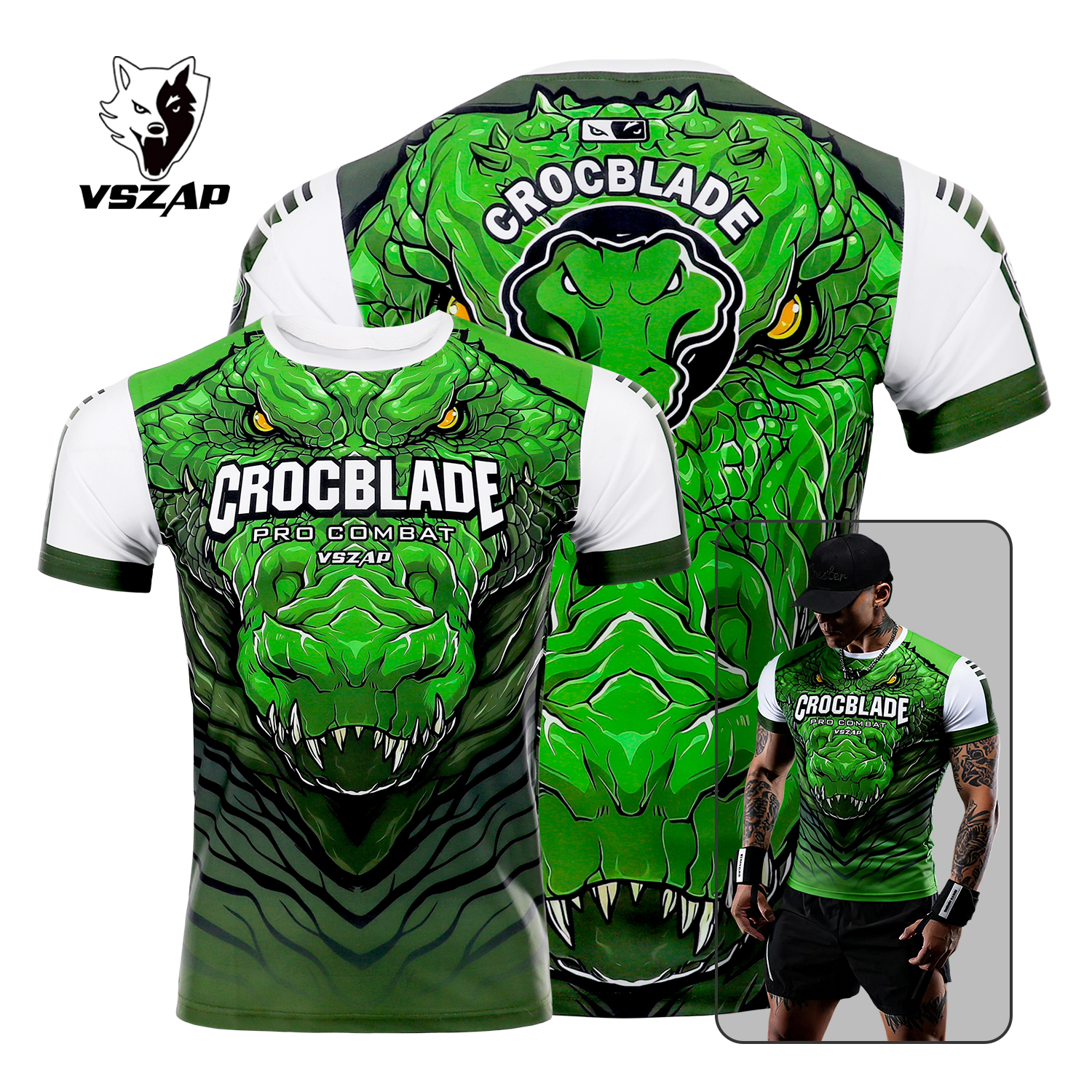 VSZAP鳄刃速干运动格斗弹力训练短袖T恤MMA上衣男女泰拳UFC搏击