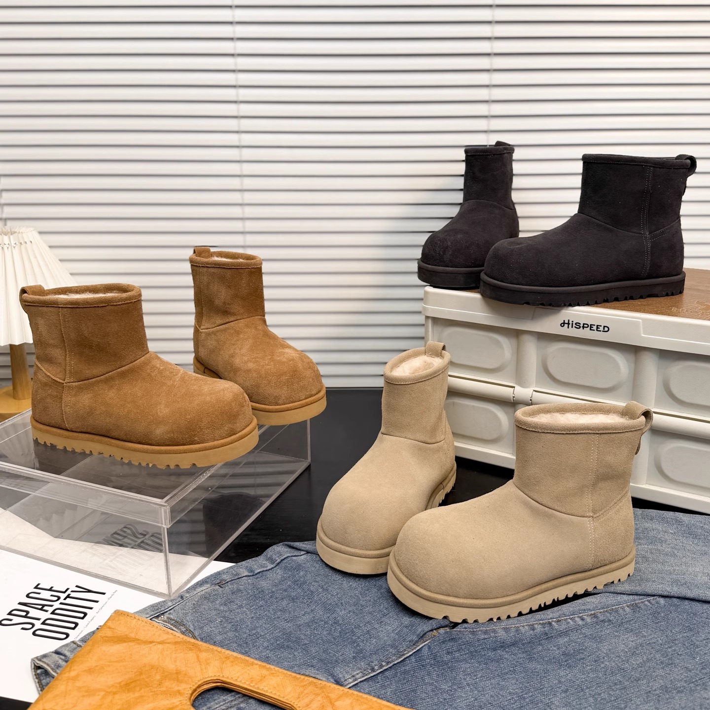 日本OFFCAT真皮复古雪地靴女2025冬季新款百搭加厚保暖短筒棉鞋潮