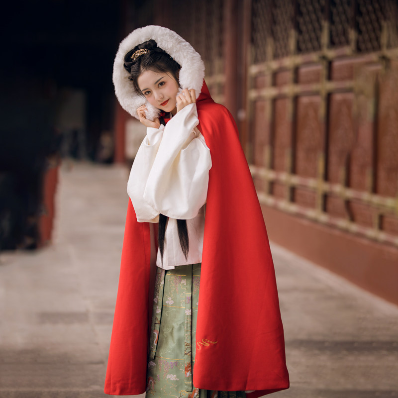 좋아하는 팬 통관 약간 결함 BAHUANG 원래 HANFU 망토 마이크로 염색 가을 겨울 남성과 여성 두꺼운 따뜻한 모직 반품 불가