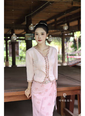 哆哩傣西双版纳傣族服装旅游拍照显瘦套装女夏季透明款气质温柔