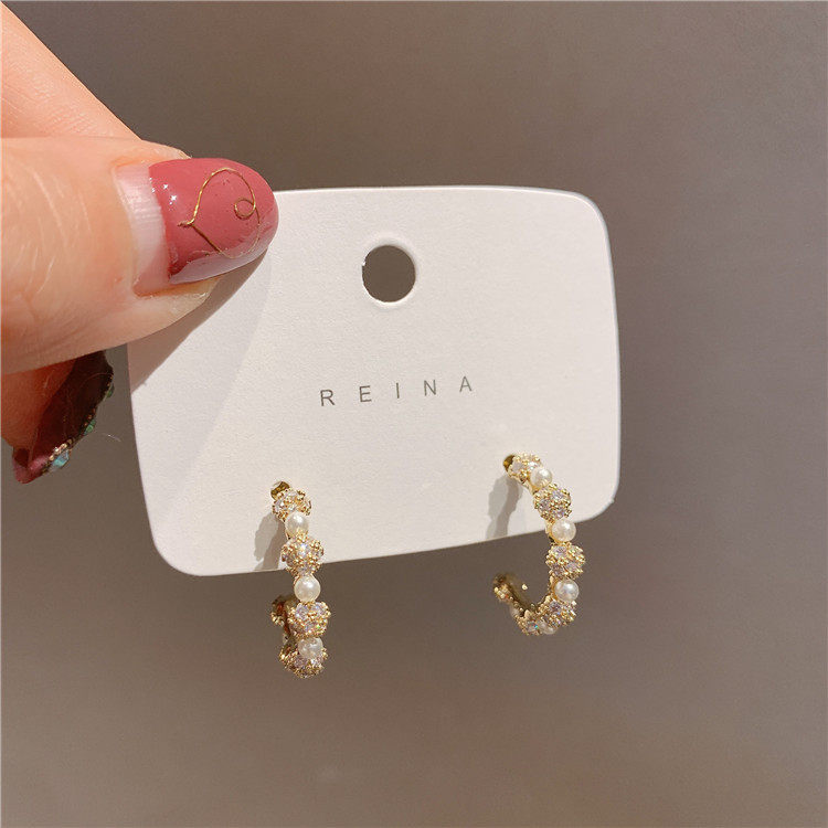 韩国东大门925银针耳环气质水钻