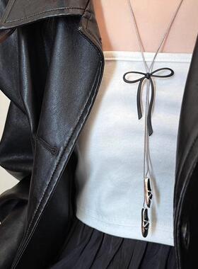 芭蕾公主风~Y2K甜美芭蕾鞋蝴蝶结项链女小众设计长款可调节毛衣链