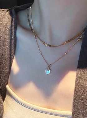 骄阳伴我冰白百何同款蛇骨链叠戴轻奢小众高级感巴洛克珍珠项链