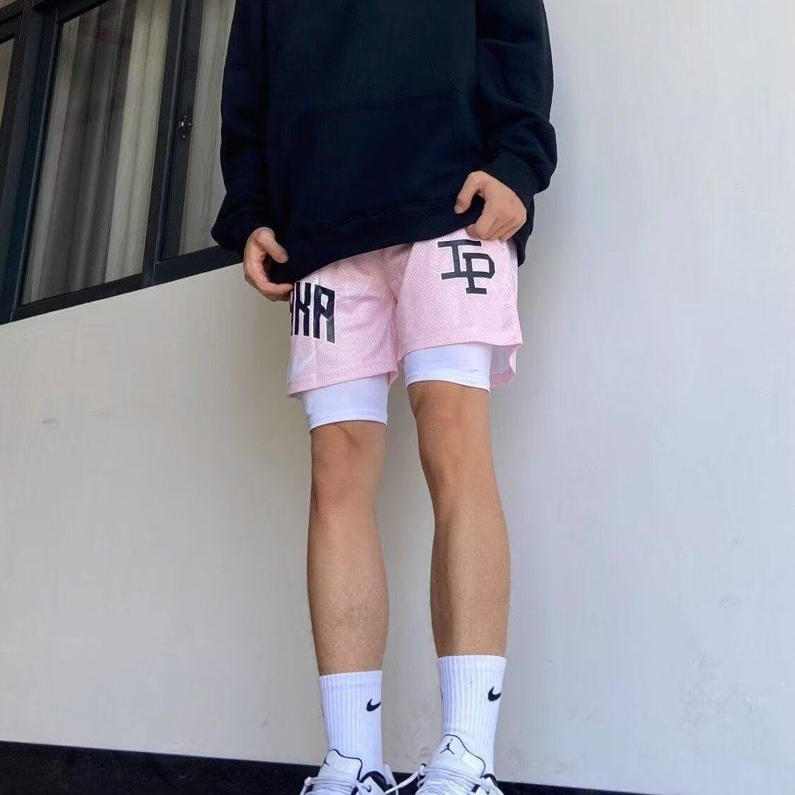 美式篮球短裤不过膝宽松休闲四分男夏季速干训练裤百搭双层篮球裤