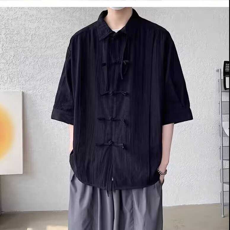 夏季宽松盘扣棉麻复古衬衫