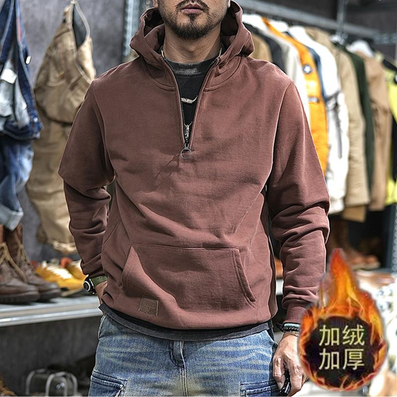 2025年美式半拉链连帽卫衣