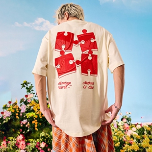 美式复古重磅刺绣短袖T恤拼图嘻哈潮牌宽松男女2026年夏季