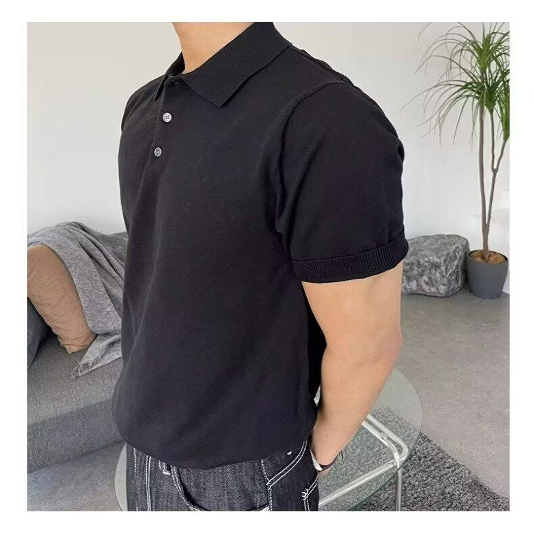 冰丝针织polo衫男士高级感