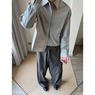 奶奶风美式复古高级感cleanfit格子衬衫男女设计感休闲上衣潮