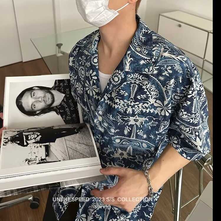男士百搭设计新款短袖衬衫古巴领