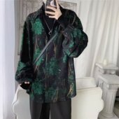 chic碎花衬衣薄外套休闲寸衫 古风花衬衫 男巴洛克高级感宽松长袖 潮