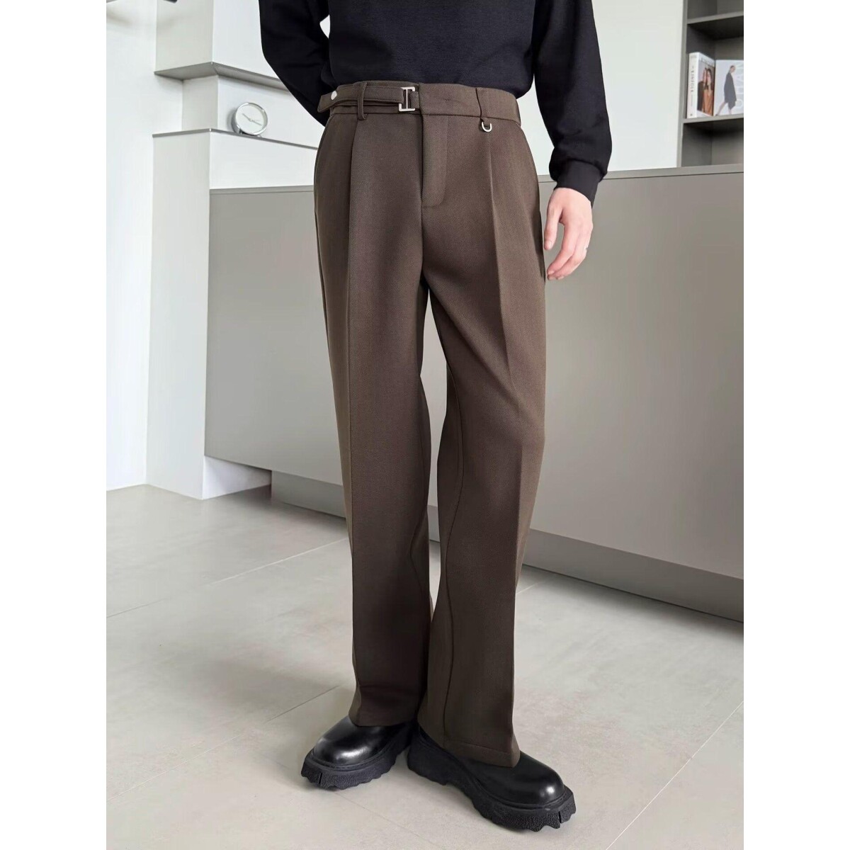 阔腿西装裤男2026春装高腰垂感拖地长裤韩版大码宽松显瘦直筒裤子