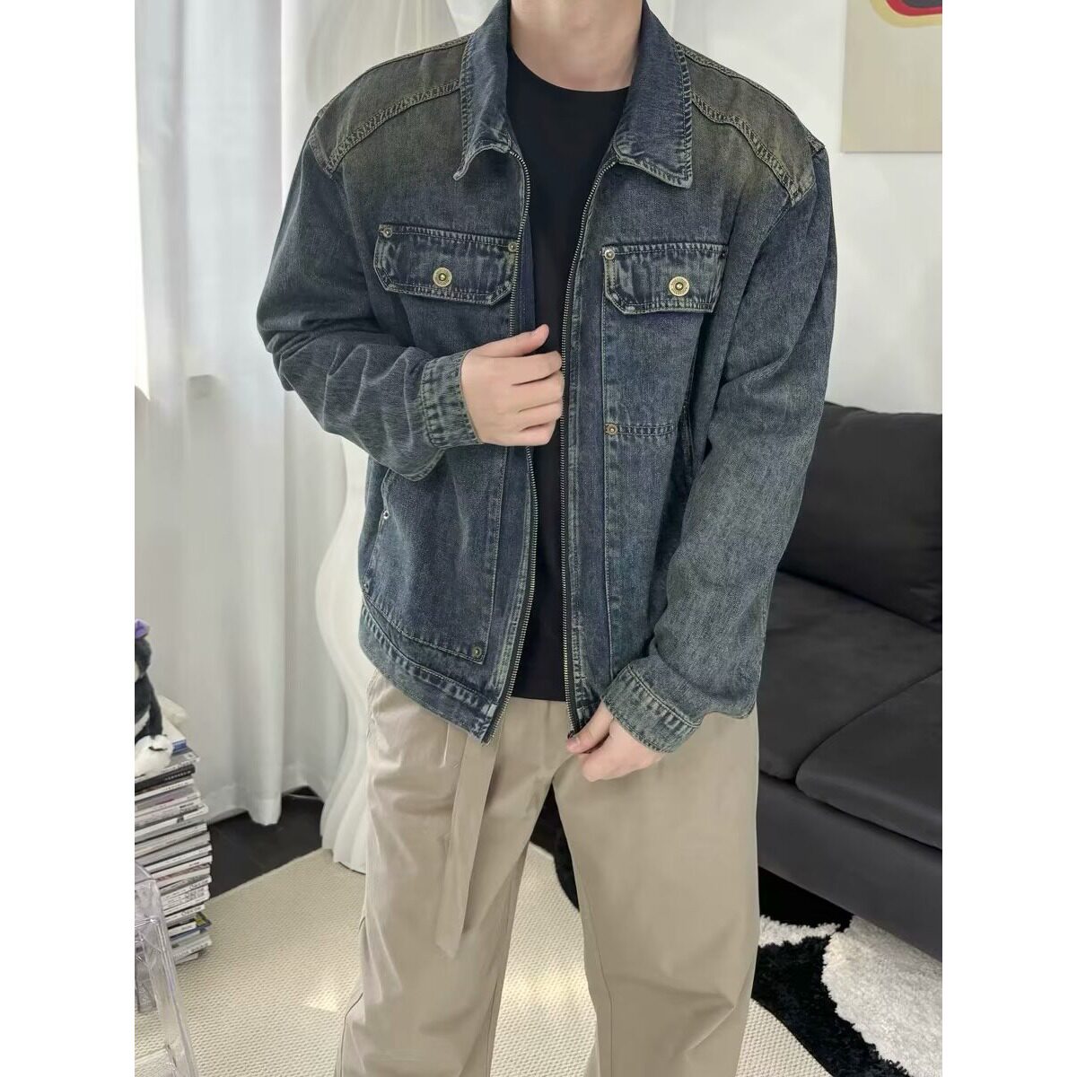 牛仔外套男春秋韩版潮流潮牌夹克男休闲百搭秋季青少年学生上衣服