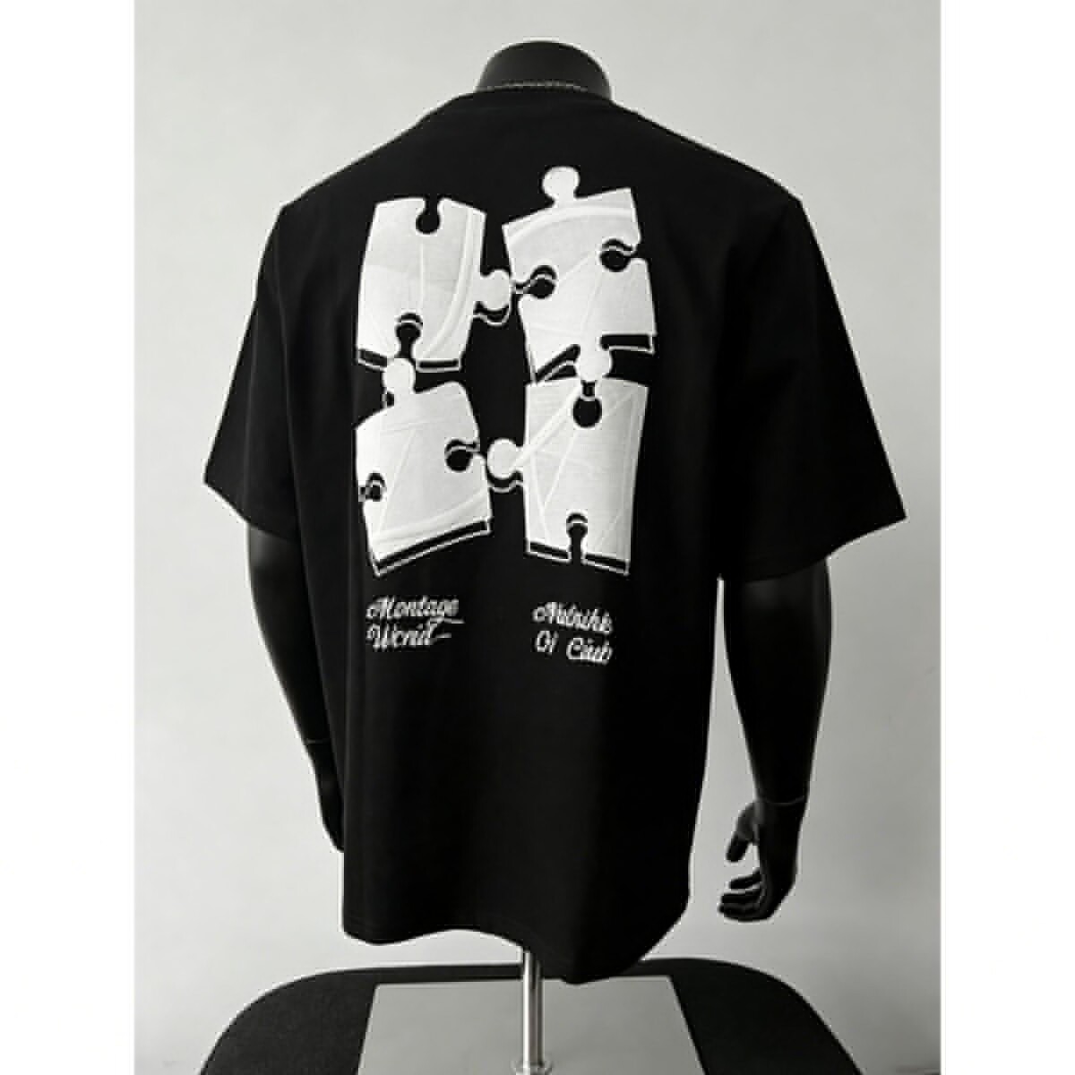 美式复古重磅刺绣圆领短袖T恤拼图嘻哈潮牌宽松男女潮流夏季