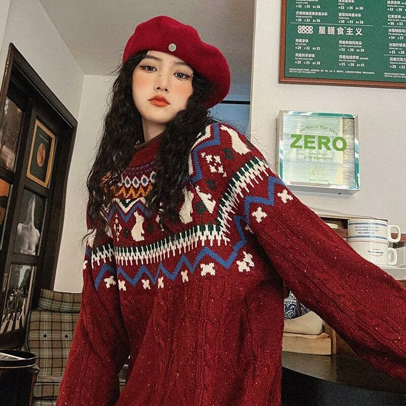 情侣装秋冬季懒惰风毛衣男女小众设计感圣诞过年2026新款高级针织