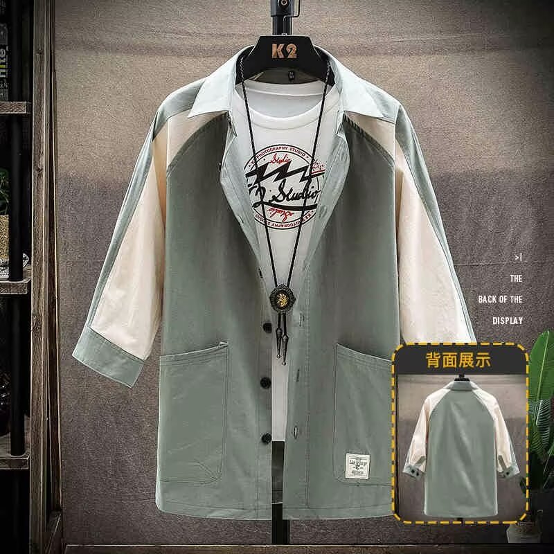新款七分袖衬衫男中袖宽松