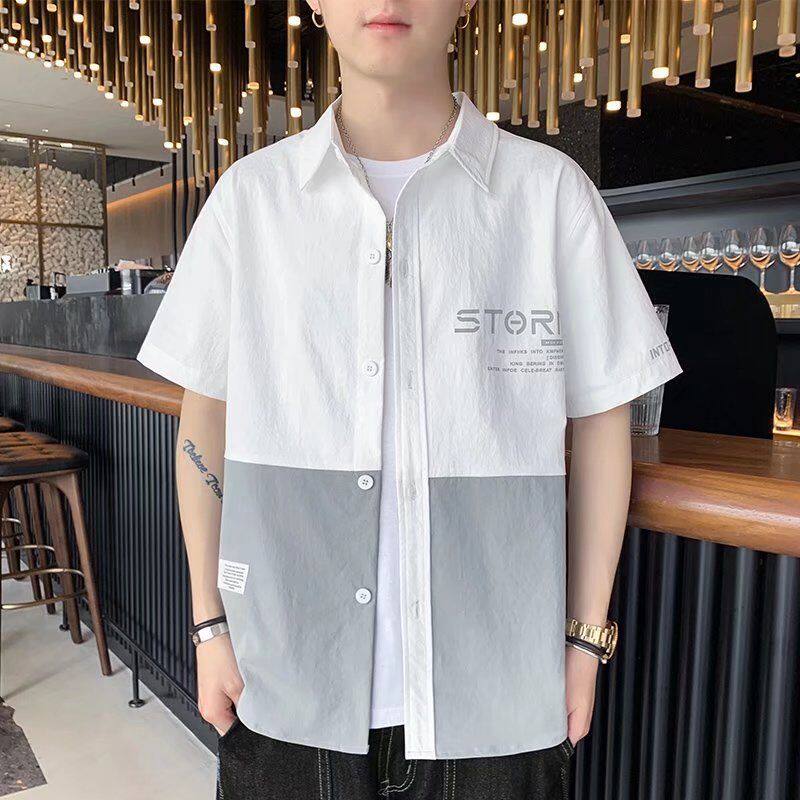 衬衫男短袖夏季2026新款潮流休闲衬衣宽松薄款上衣服外套男装夏装