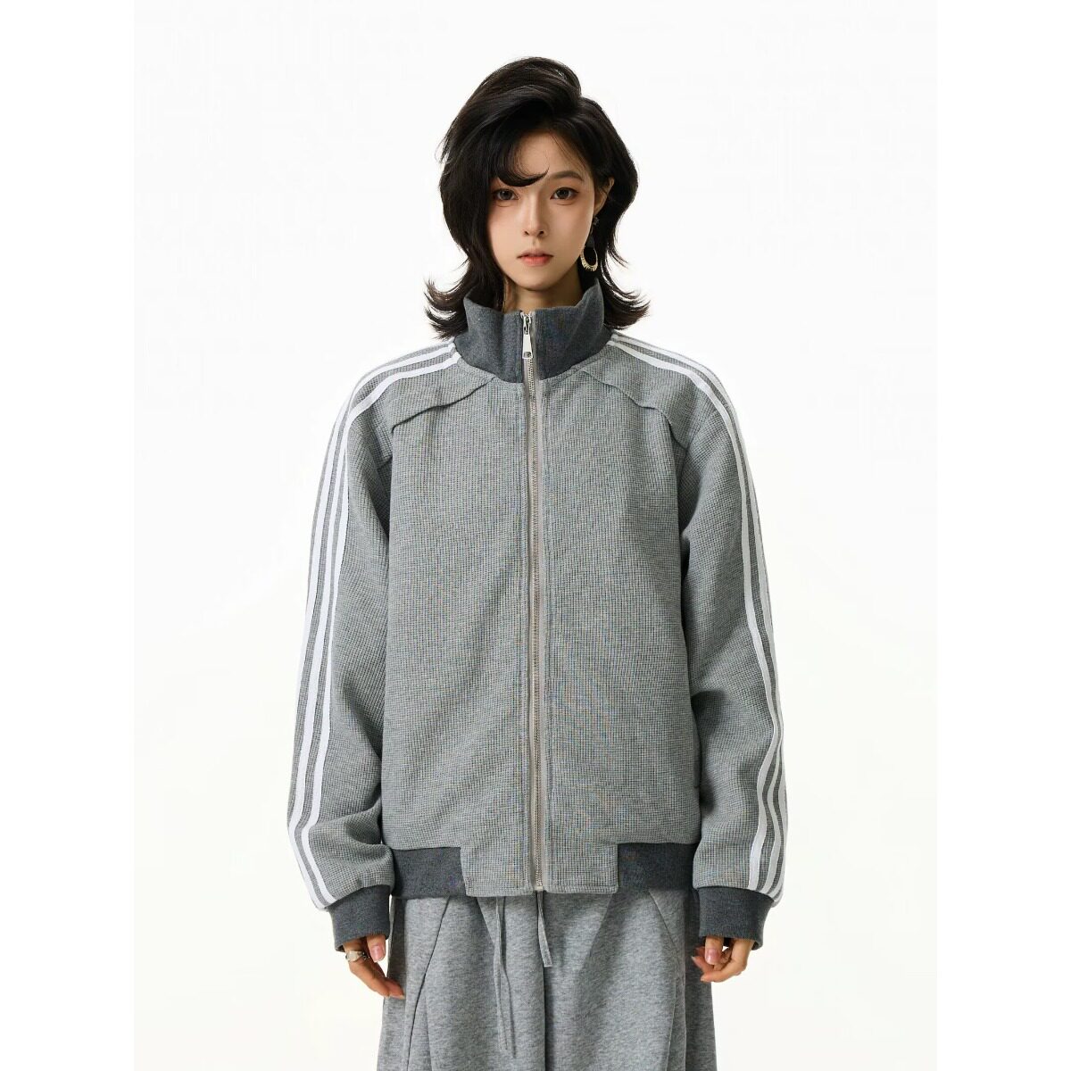 秋天美式街头拼接立领运动男士外套2026新款休闲宽松秋季短款夹克