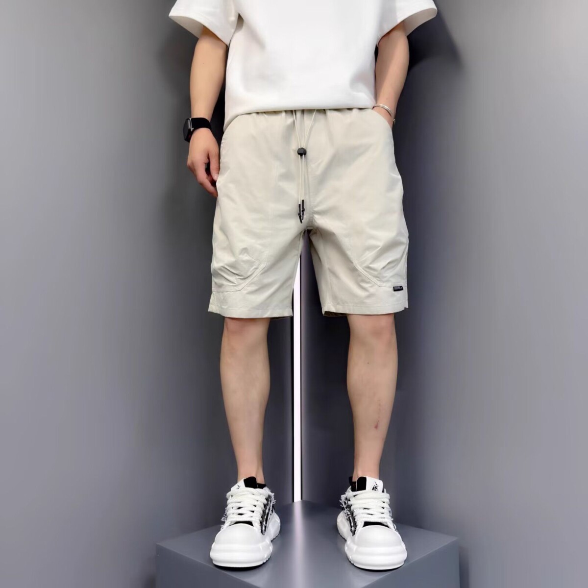 网红工装短裤男款夏季薄款裤子宽松帅气直筒休闲海滩五分裤男
