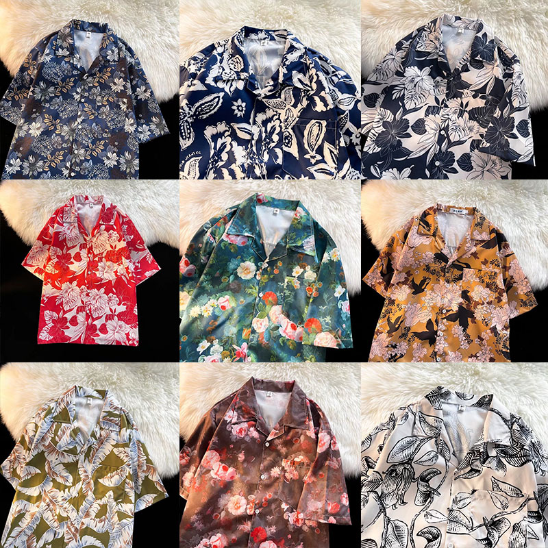 夏季港风痞帅宽松衬衣男