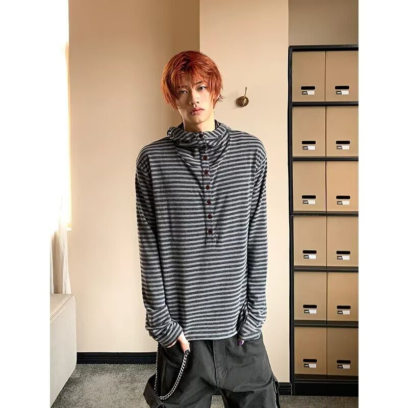 日系针织毛衣韩国个性复古撞色条纹宽松慵懒百搭暖和长袖上衣外穿