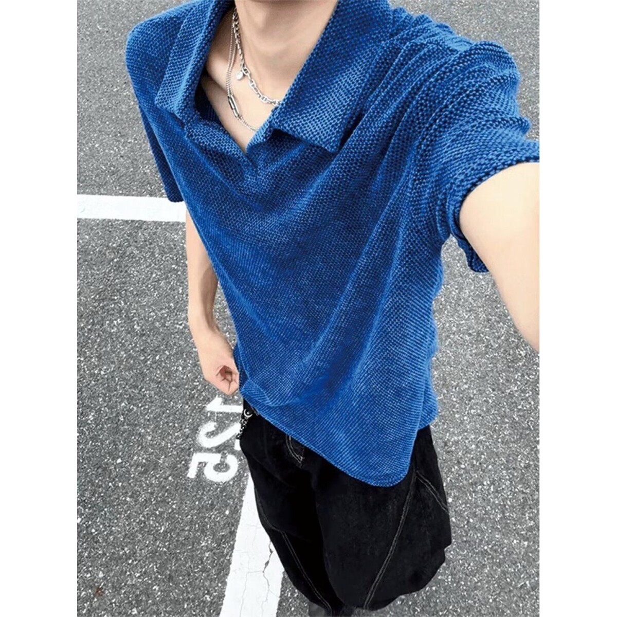 韩系高级感蓝色毛呢外套女秋冬新款小个子慵懒风宽松长款呢子大衣