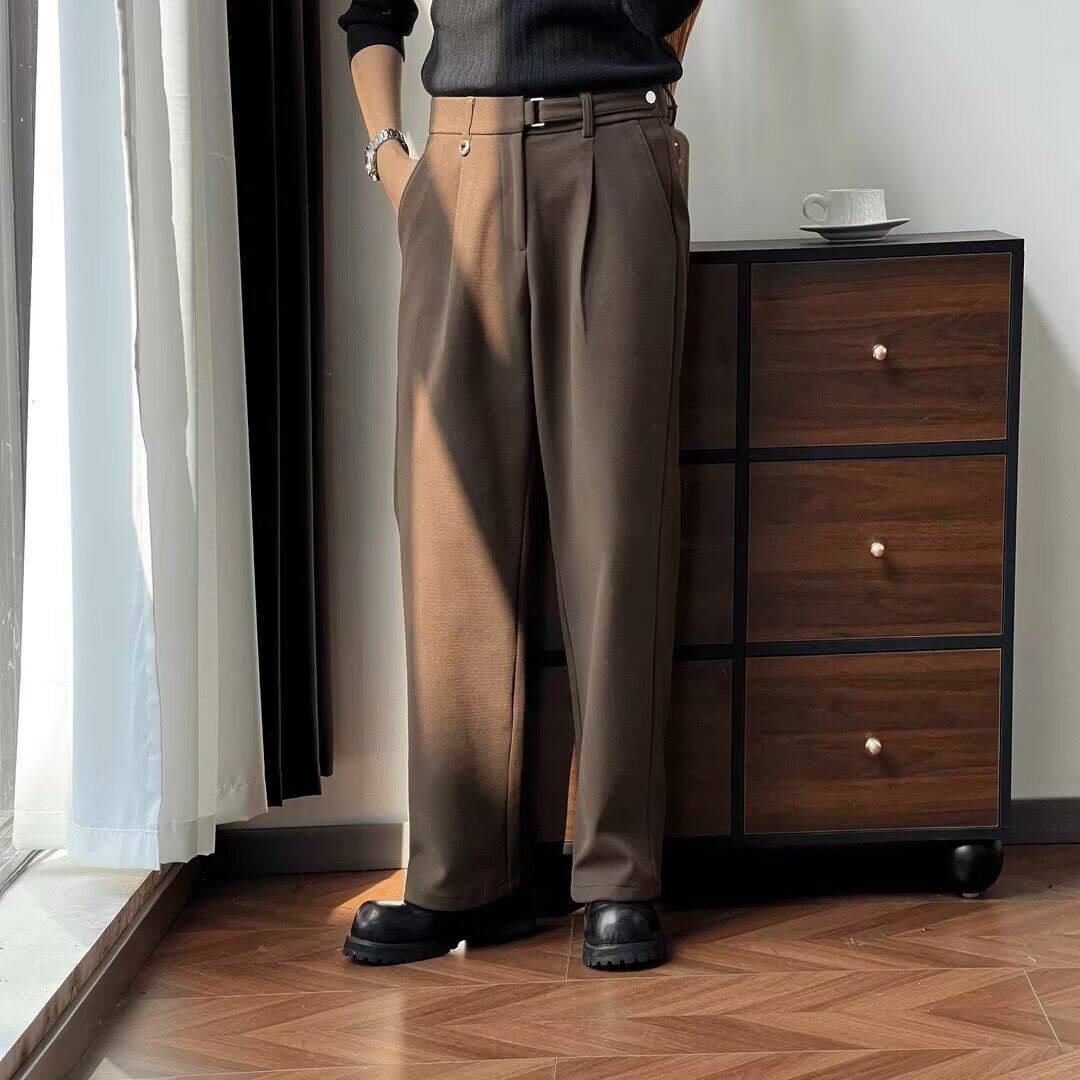 阔腿西装裤男2026春装高腰垂感拖地长裤韩版大码宽松显瘦直筒裤子