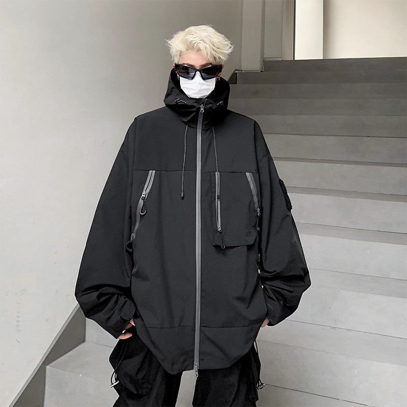 冲锋衣外套男春秋季潮牌ins痞帅高级感立领长袖宽松休闲工装夹克