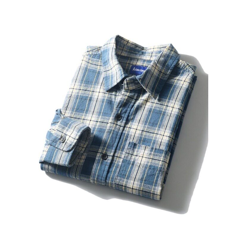 捡漏断码冬日系复古设计感质感格纹翻领棉服夹克外套男宽松保暖