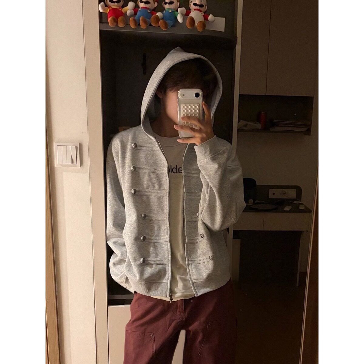 女大童假两件棒球服外套春秋季初中高中学生港风复古格子工装夹克